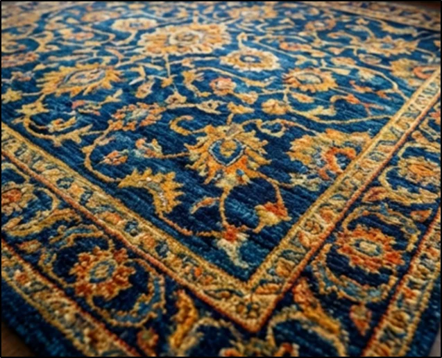 Digitally printed patterned carpet in an interior setting