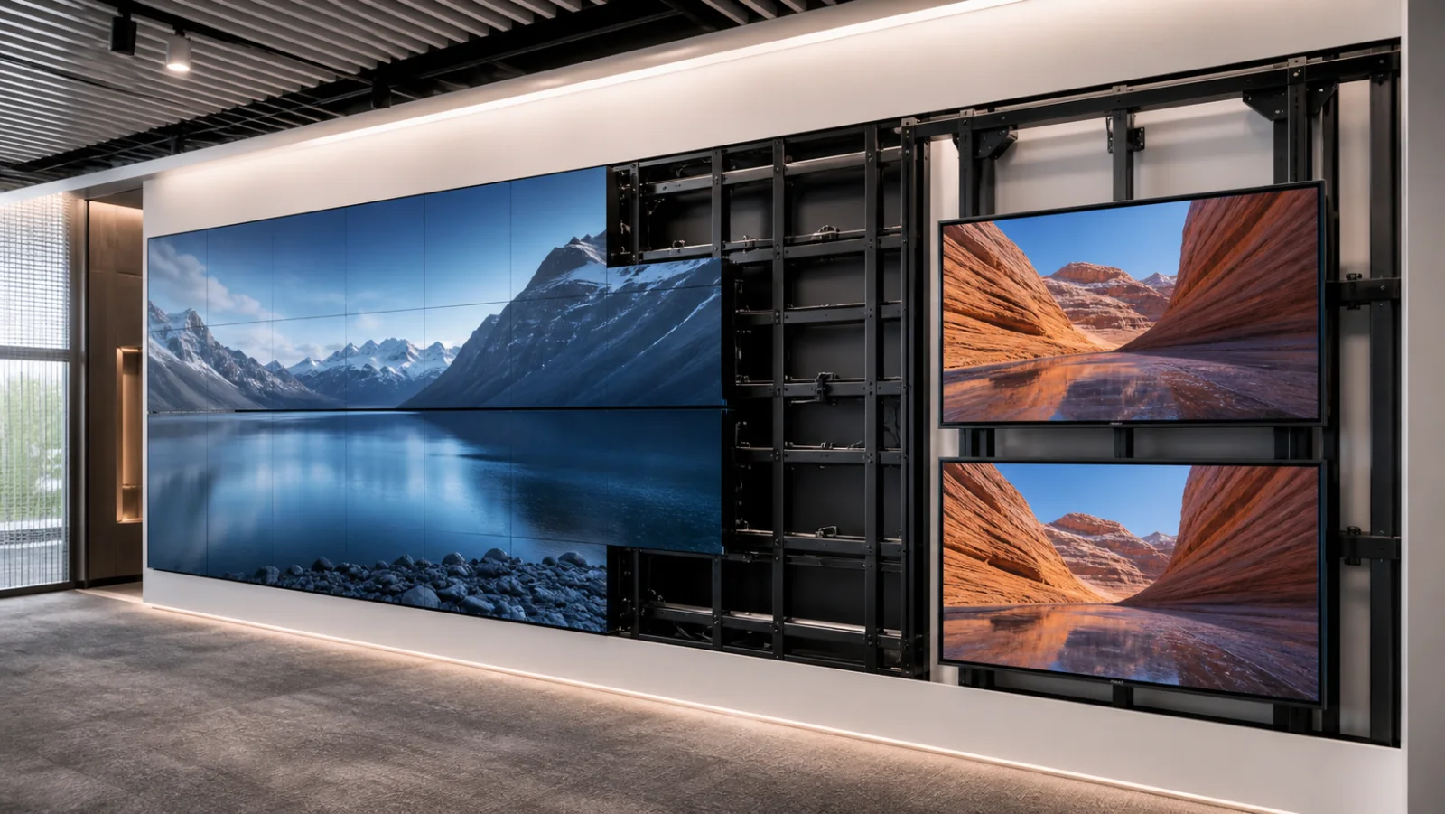 Professionally installed modular LED wall and commercial LCD display systems